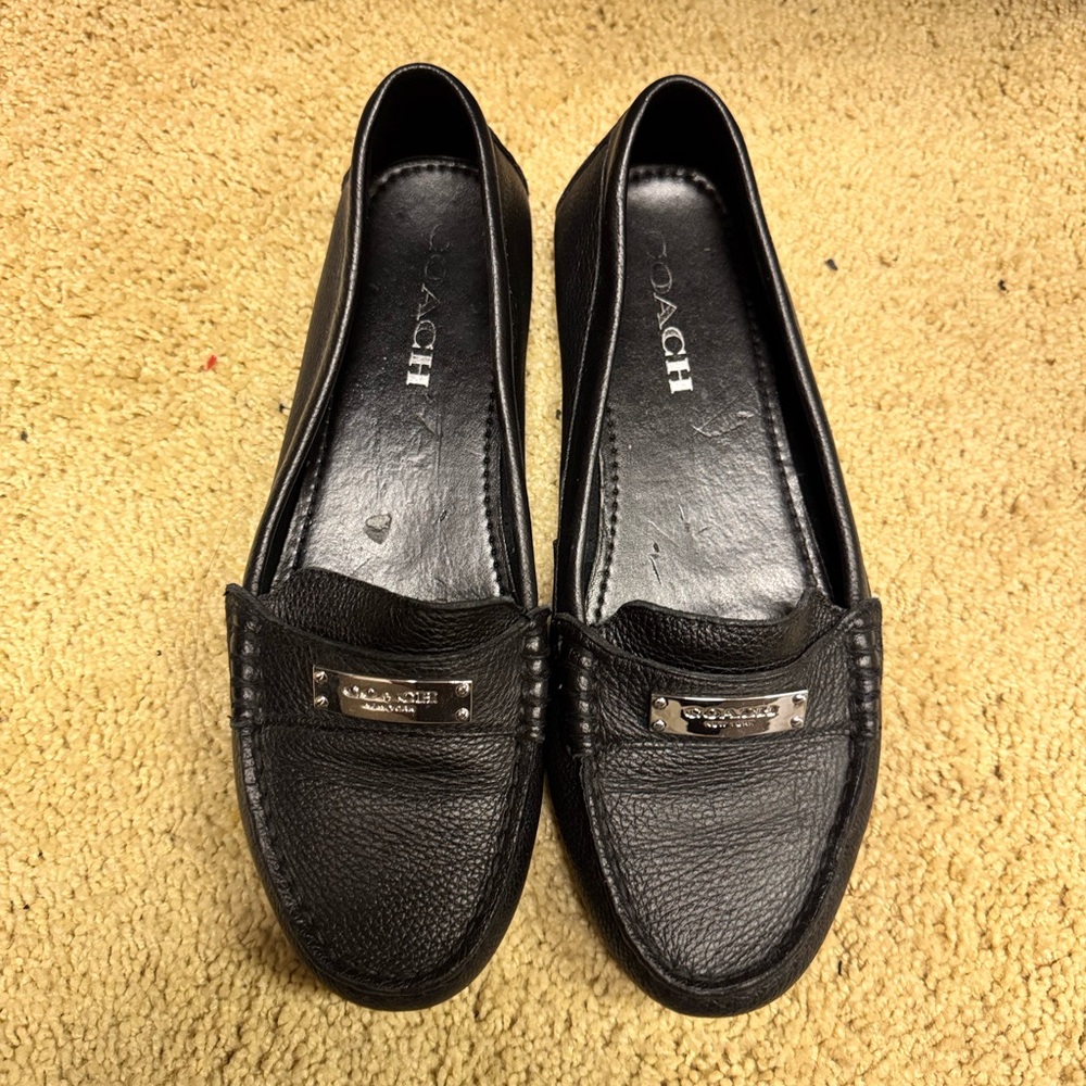 Coach Black Leather Federica Loafers